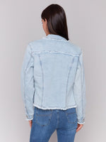 Charlie B Jean Jacket Frayed Hem Bleach Blue