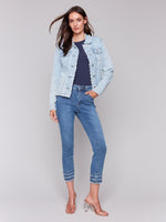 Charlie B Jean Jacket Frayed Hem Bleach Blue