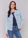 Charlie B Jean Jacket Frayed Hem Bleach Blue