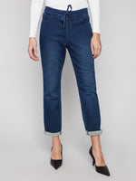 Knit Denim Jogger Pants