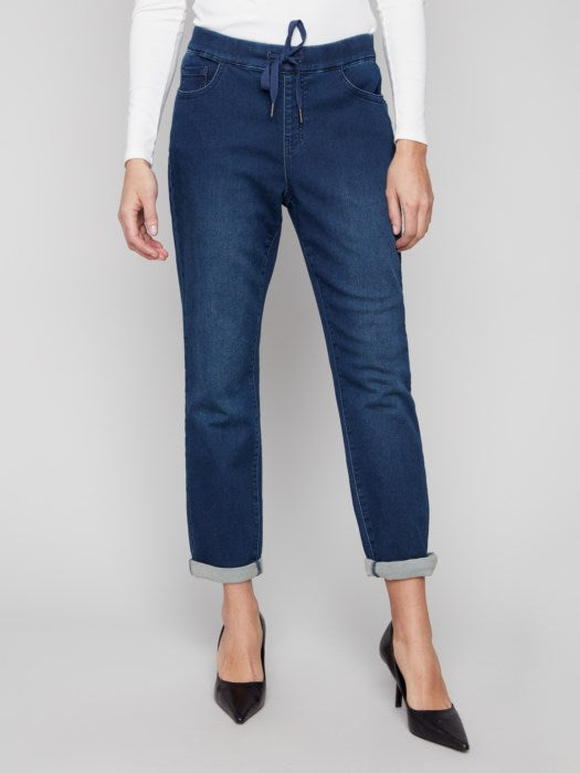 Knit Denim Jogger Pants