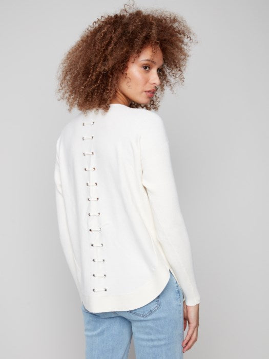 Knit Sweater With Back Lace-Up