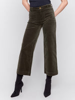 Charlie B Patch-Pocket Corduroy Flare Pants