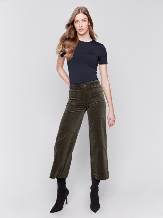 Charlie B Patch-Pocket Corduroy Flare Pants