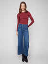 Charlie B patch pocket cropped flare jeans in medium wash
