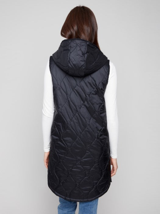 Pearlized Long Hooded Vest