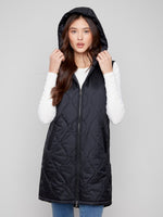 Pearlized Long Hooded Vest