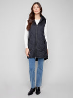 Pearlized Long Hooded Vest