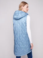 Pearlized Long Hooded Vest