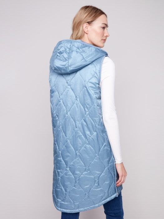 Pearlized Long Hooded Vest