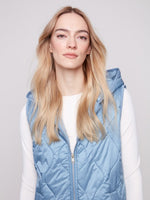 Pearlized Long Hooded Vest