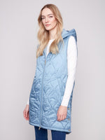 Pearlized Long Hooded Vest