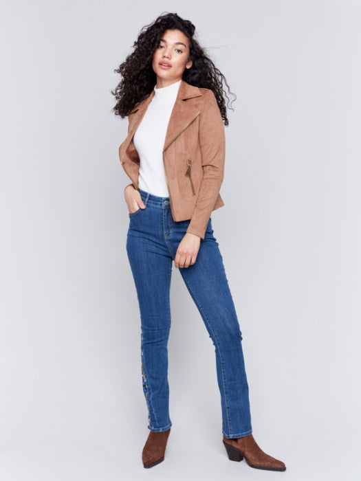 Charlie B Perfecto Faux Suede Jacket Truffle