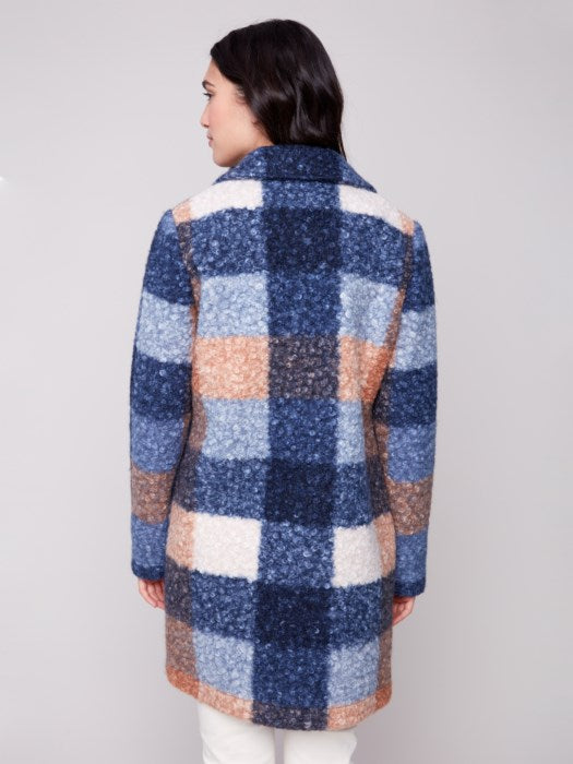 Plaid Bouclé Knit Coat
