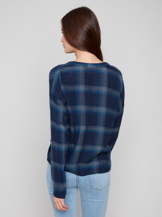 Plaid Double Gauze Blouse