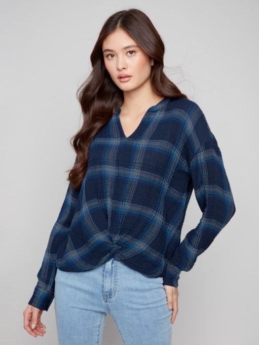 Plaid Double Gauze Blouse
