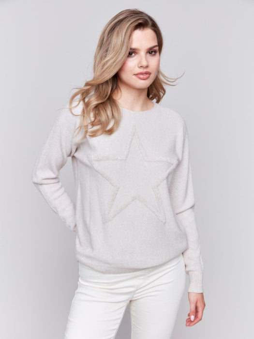 Charlie B Plush Star Sweater Almond