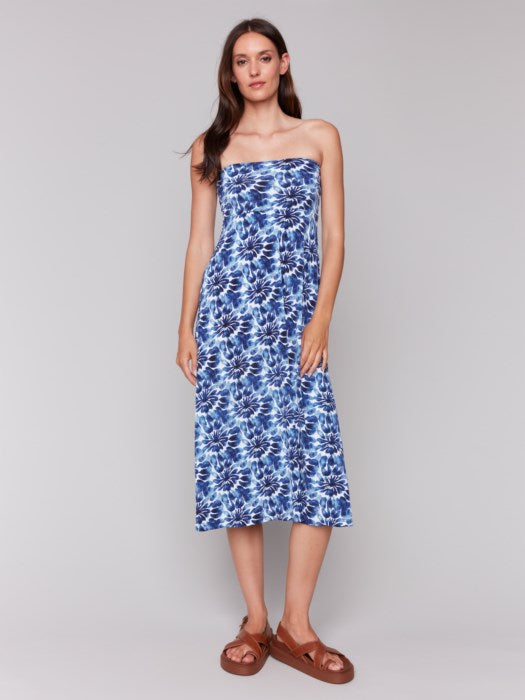 Detail of adjustable straps on the Charlie B printed convertible skirt/dress