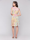 Charlie B printed tiered dress with flattering V-neck, ideal for warm weather