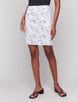 Front view of Charlie B stretch skort hitting above the knee