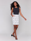 Charlie B floral printed stretch skort in monochrome with A-line fit