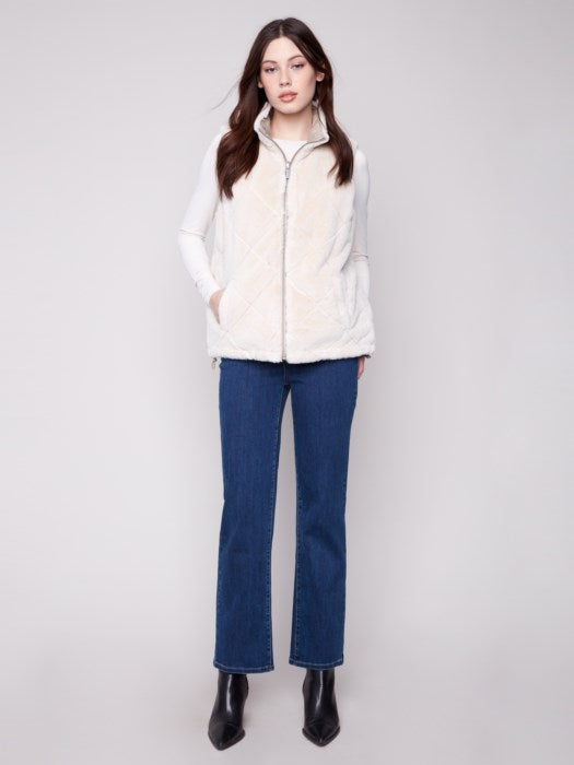 Reversible Quilted Faux Fur Vest