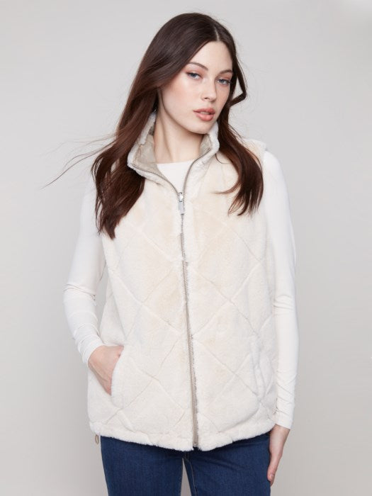 Reversible Quilted Faux Fur Vest