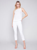 Solid linen tank top in lightweight fabric, summer wardrobe staple in White