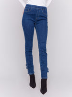 Charlie B Slim Jeans with Side Roses indigo