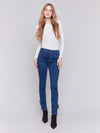 Charlie B Slim Jeans with Side Roses indigo