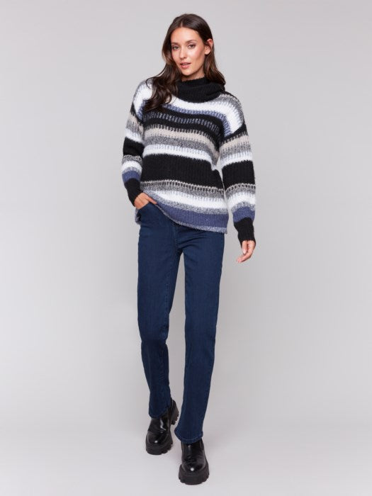 Charlie B Striped Cowl Sweater