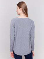 Charlie B Sweater with Lace-Up Cuffs Heather Grey