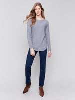 Charlie B Sweater with Lace-Up Cuffs Heather Grey