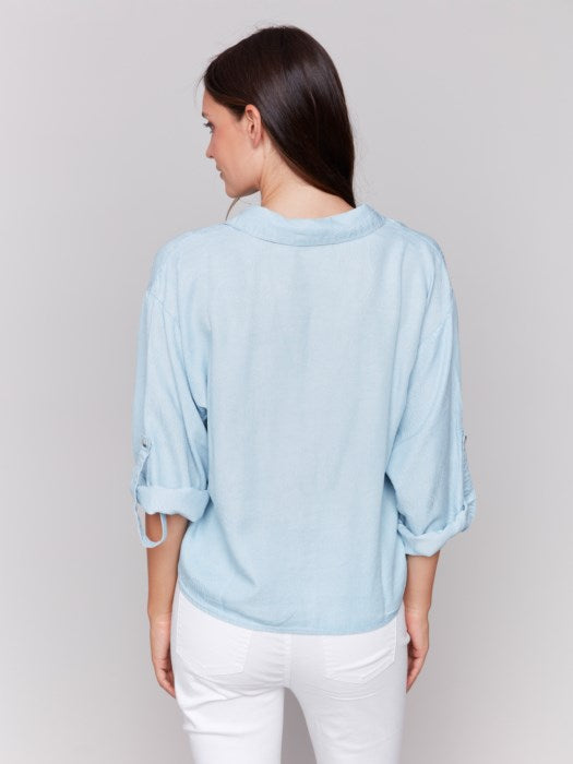 Charlie B Tencel Button Front Blouse Chambray