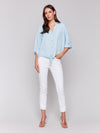 Charlie B Tencel Button Front Blouse Chambray