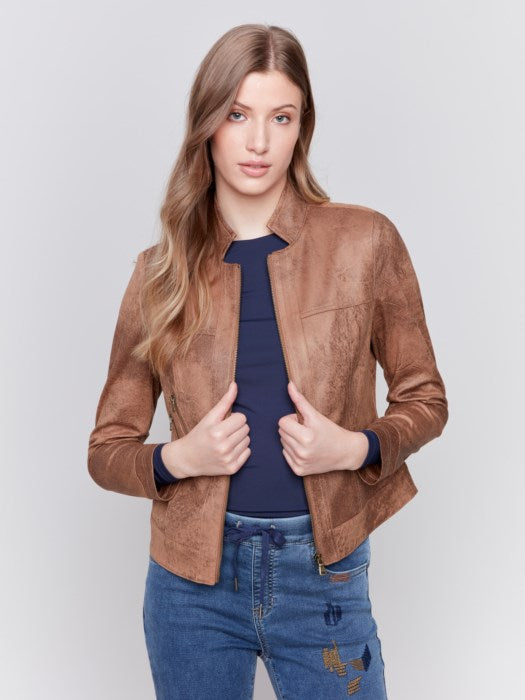 Charlie B Vintage Faux Leather Jacket Truffle