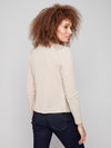 Back view showing rib knit panel on jacket