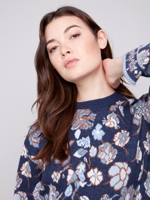 Crew Neck Jacquard Sweater
