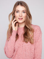 Crew Neck Sweater with Tonal Embroidery