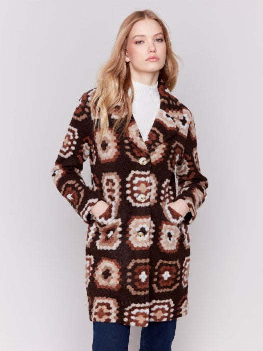 Charlie B Crochet Coat Chocolate 