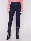 Embroidered Hem Jeans