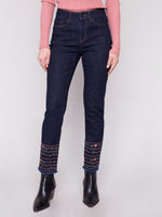 Embroidered Hem Jeans