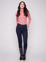Embroidered Hem Jeans
