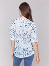 Printed Gauze Half-Button Blouse