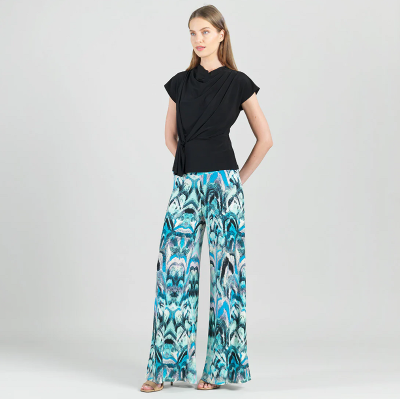 Front view of Clara SunWoo Drape Neck Loop Front Top with sculptural neckline