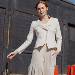 Front view of Clara Sunwoo liquid leather jacket in ivory