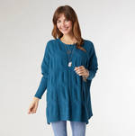 Coco & Carmen Heavenly-Luxe Relaxed Cable Knit Sweater Teal