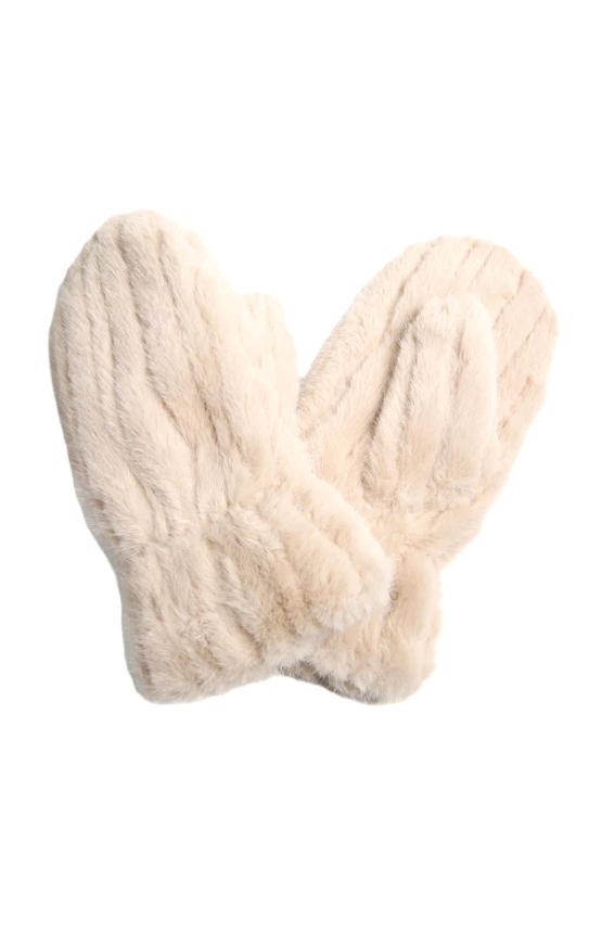 Seamed Faux Fur Mittens