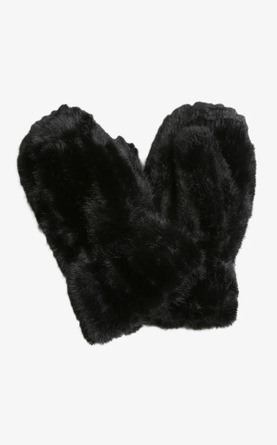 Seamed Faux Fur Mittens
