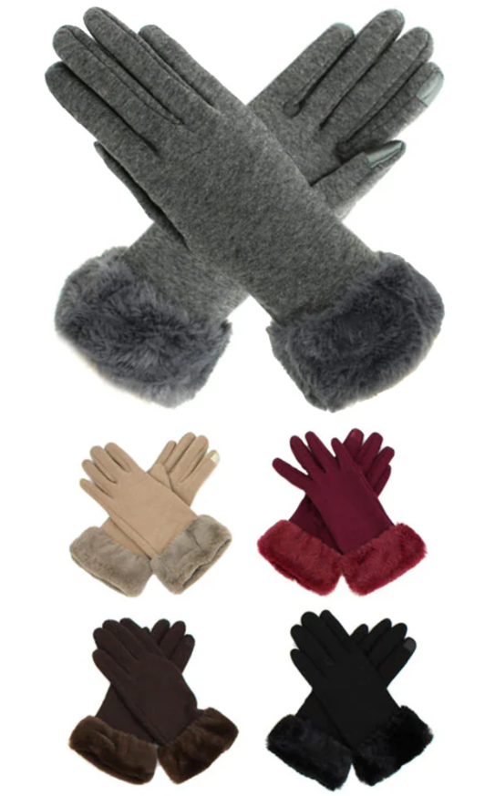Texting Gloves with Fur Cuffs